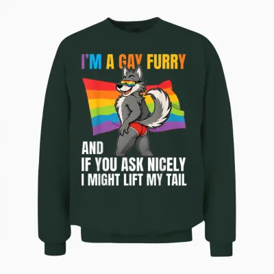 Lustiger Gay Furry Tail Pride Rainbow Queer Fox Csd Party Lgbtq Unisex Sweatshirt - Forest