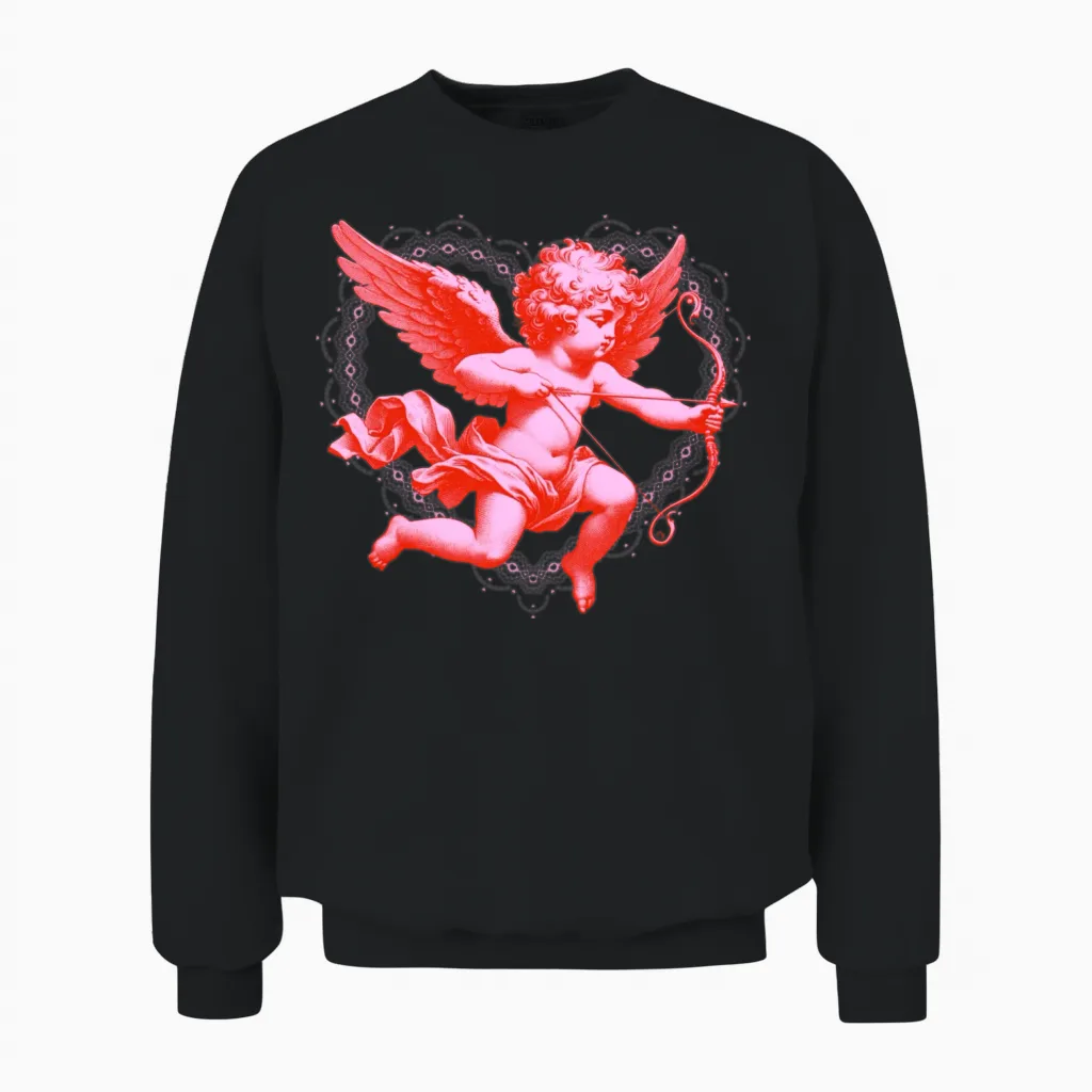 Pink Cupid by 88street Unisex Sweatshirt in Black