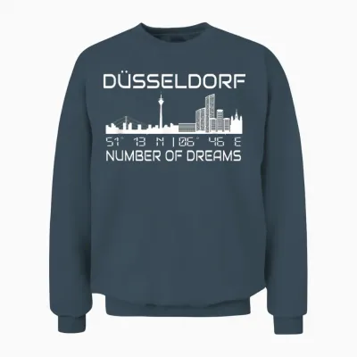 Skyline Düsseldorf Koordinaten Gps Geographie Silhouette Unisex Sweatshirt - Dark Heather