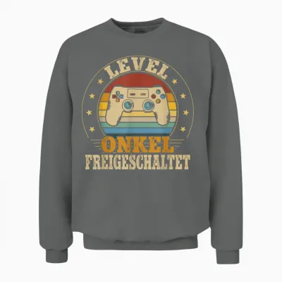 Onkel Level Loading Schwangerschaft Verkünden Baby Party Unisex Sweatshirt - Graphite Heather
