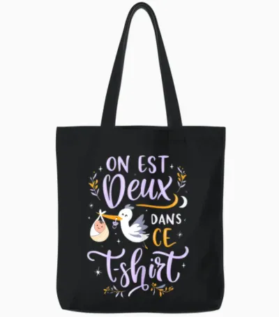 Pregnancy Announcement One Is Two in This Tote Bags - Black