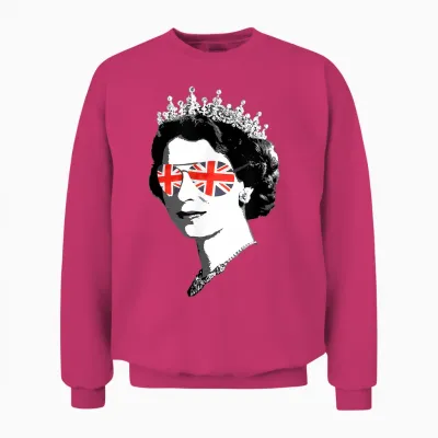 Queen Elizabeth Ii - British Sunglasses Meme T-Shirt, Black Unisex Sweatshirt - Heliconia
