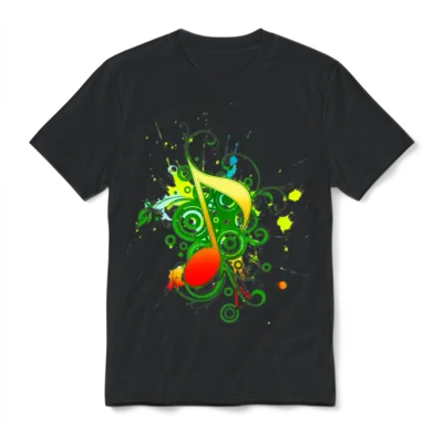 Music Note Unisex T-Shirt - Black