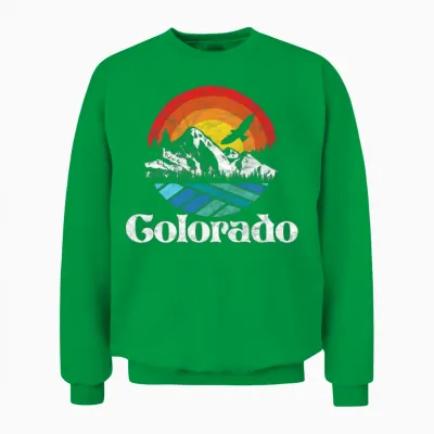 Retro Colorado Mountains Distressed Unisex Sweatshirt - Irish Green