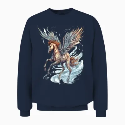 Pegasus Winged Horse Horses Mythology Fantasy Art Unisex Sweatshirt - Navy
