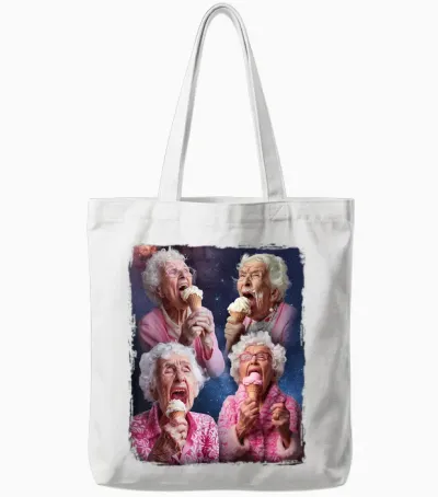 Embarrassing Old Ladies Meme Grandma Grandmother Grandma Licking Ice Cream Tote Bags - White