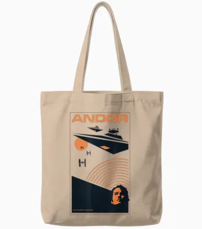 Star Wars Andor Spaceships Classic Minimalistic Style Poster T-Shirt, White, S Tote Bags - Natural