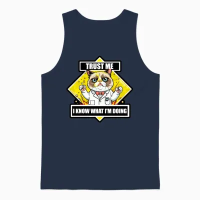 Funny Cat Unisex Tank Top - Navy
