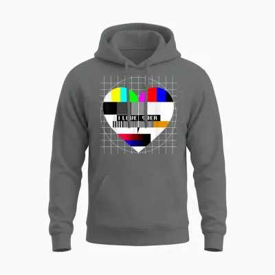 90er Party Testbild Herzform Liebe I Love 90er Jahre Kostüm Unisex Hoodie - Graphite Heather