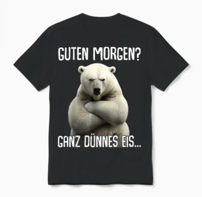 Guten Morgen Ganz Dünnes Eis - Morgenmuffel Eisbär T-Shirt, Black Unisex T-Shirt - Black