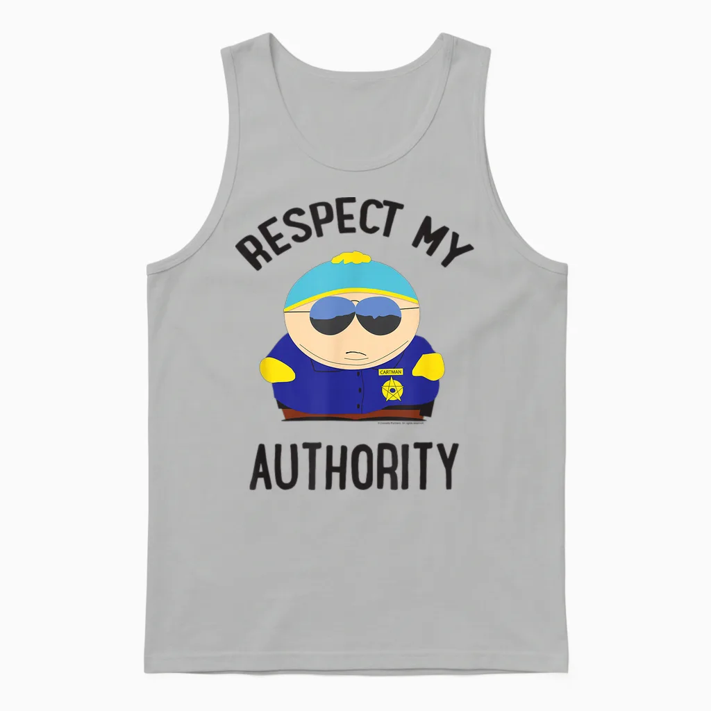South Park Cartman Respect My Authority Unisex Tank Top in Ash