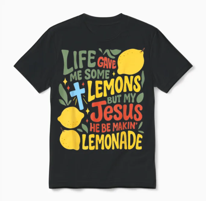 Life Gave Me Some Lemons but Jesus He Be Makin' Lemonade Unisex T-Shirt in Black