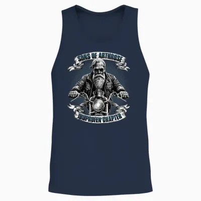 Lustiger Biker Spruch Für Den Alten Mann - Sons of Arthrosis - Ibuprofen Chapter Biker Motorcyclist T-Shirt for Older Men, Black, S Unisex Tank Top - Navy