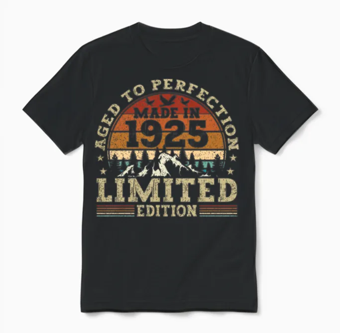 Jahrgang 1925 Retro Vintage Unisex T-Shirt - Black