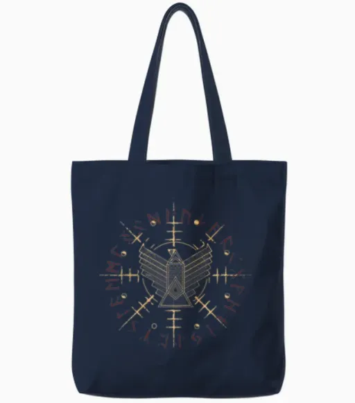 Helm of Awe Eagle Moon Phase Tote Bags in Navy