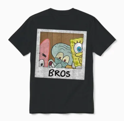 Nickelodeon Mens Classic Nickelodeon Spongebob Squarepants Bros T Shirt, Black, Small Us Unisex T-Shirt - Black