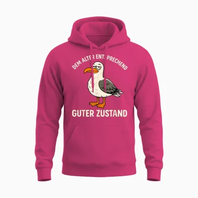T-Shirt with German Text "dem Alter Entsprechend Guter Zustand - Alter Vogel Seagull Unisex Hoodie - Heliconia