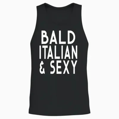 Bald Italian and Sexy Funny Bald Guy Design Urban Unisex Tank Top - Black