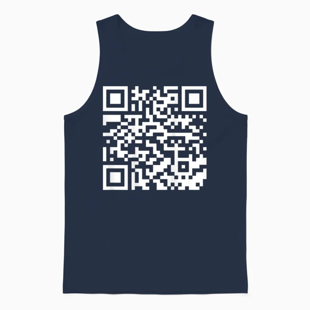 (on Back) Funny Qr Fck You Code Middle Finger Sarcasm Say T-Shirt, Black, S Unisex Tank Top in Navy