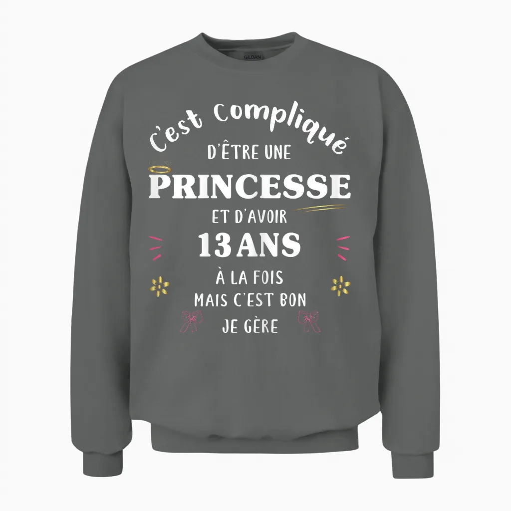 Birthday Gift 13 Year Old Girl Funny Gift 13 Year Old Girl Unisex Sweatshirt in Graphite Heather