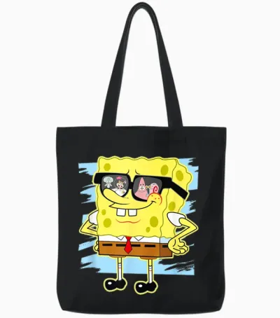 Mademark X Spongebob Squarepants - Spongebob - Reflection in Sunglasses Tote Bags - Black