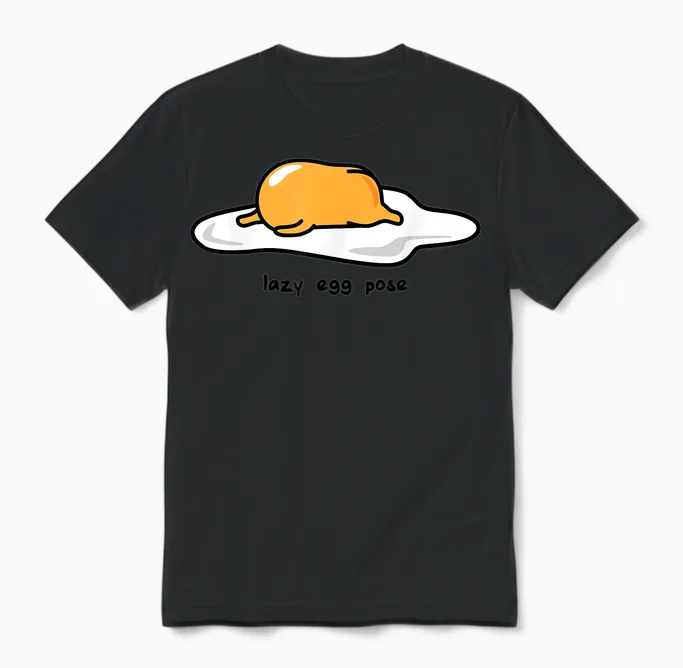 Gudetama the Lazy Egg Yoga Pose T-Shirt Small Unisex T-Shirt in Black