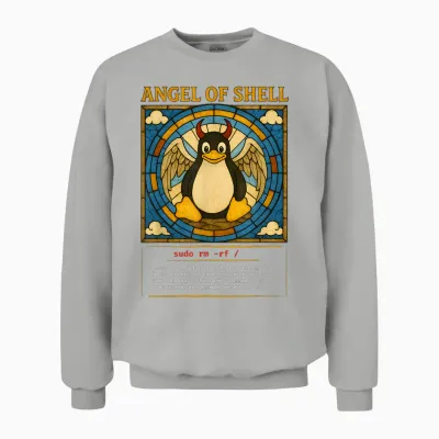 Angel of Shell Linux Funny Sysadmin Tux Penguin Unisex Sweatshirt - Ash