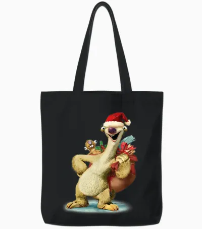 Ice Age Sid Prehistoric Santa for Christmas Holiday Tote Bags - Black