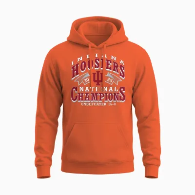 Indiana Hoosiers National Champs 2025 Football Cfp Black Unisex Hoodie - Orange