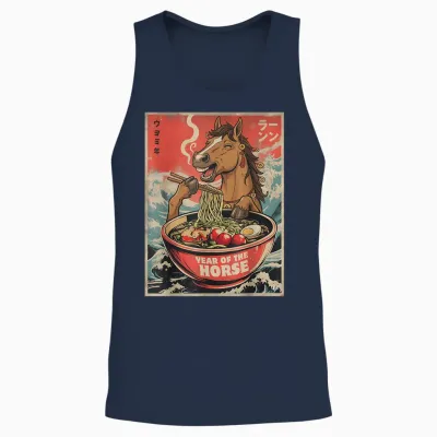 Zodiac Chinese New Year of the Horse 2026 Ramen Men Women Unisex Tank Top - Navy
