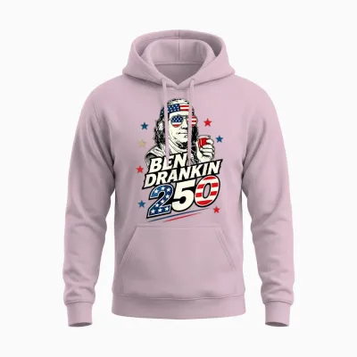 250th 4th of July Ben Drankin Us Flag American Dad Unisex Hoodie - Light Pink