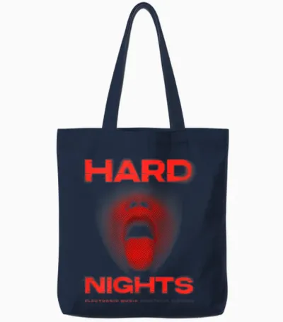 Night X Techno Club Raver Rave Party Outfit Hard Party Outfit.back Print T-Shirt, Black, S Tote Bags - Navy