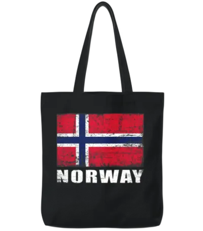 Norway Flag Grunge Country Flag Norway Tote Bags - Black