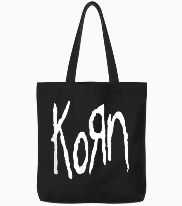Korn Logo T-Shirt, Black, S Tote Bags in Black