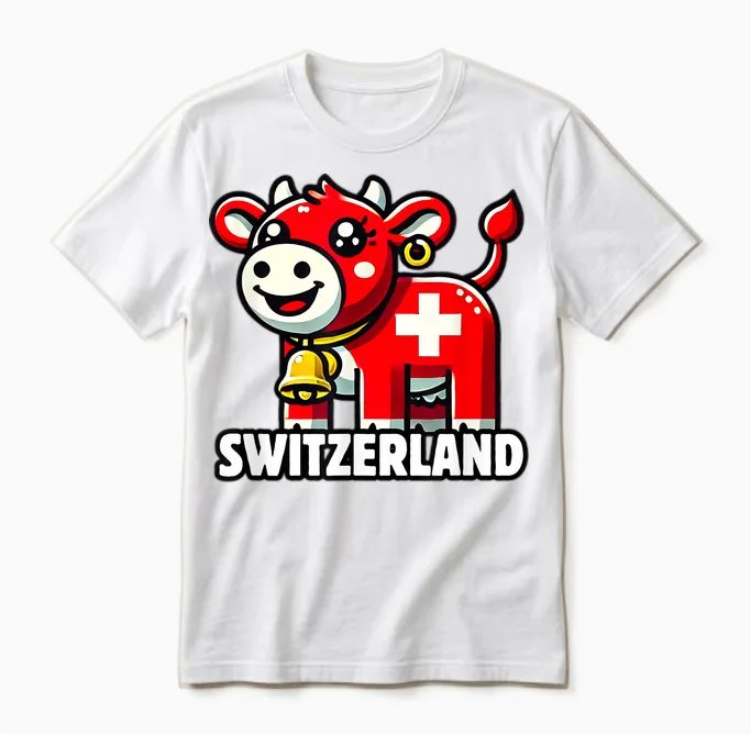 Schweizer Kuh Flagge Schweiz Süße Schweizer Alpen Unisex T-Shirt in White