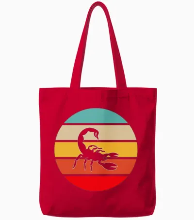 Scorpio Retro Tote Bags - Red