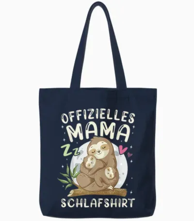 Offizielles Mama Schlafshirt Mutter Und Kinder Faultiere Tote Bags - Navy