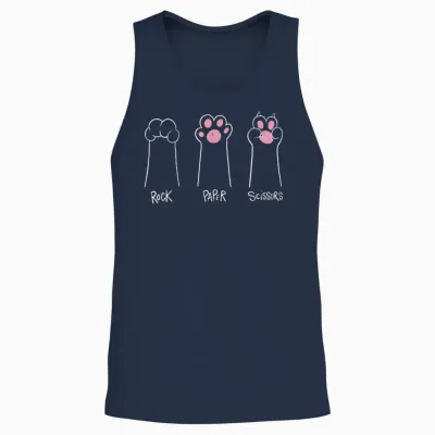 Ciseaux En Papier Minimaliste Motif Pattes De Chat Unisex Tank Top - Navy