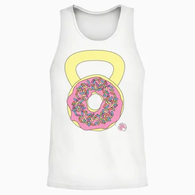 Doughnut Kettlebell Outline Unisex Tank Top - White