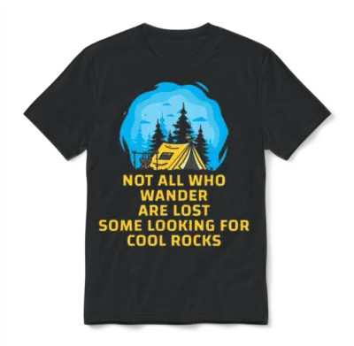 Wander Some Looking for Cool Rocks Unisex T-Shirt - Black