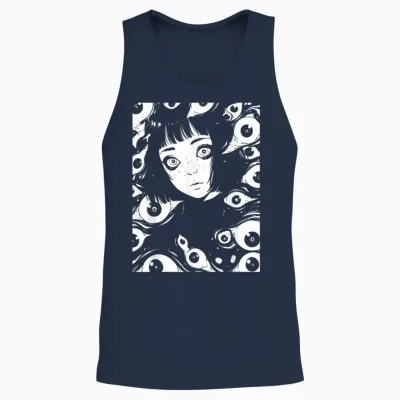 Horror Anime Manga | Japan Japanese Creepy Kawaii Goth T-Shirt, Black Unisex Tank Top - Navy