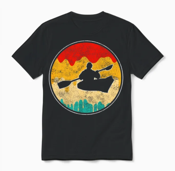 Canoe Retro Unisex T-Shirt in Black