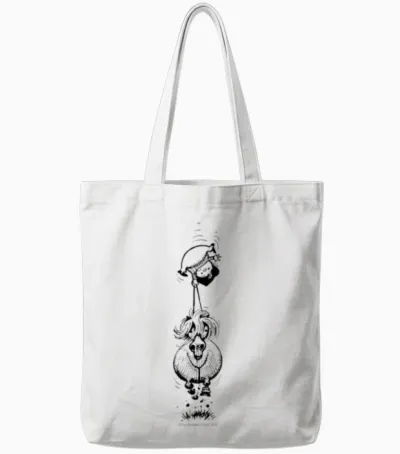 Ponyupsidedown Thelwell Cartoon Tote Bags - White