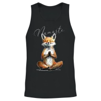 Fox Power Yoga Teacher Animal Humor Namaste Karma Unisex Tank Top - Black – 2