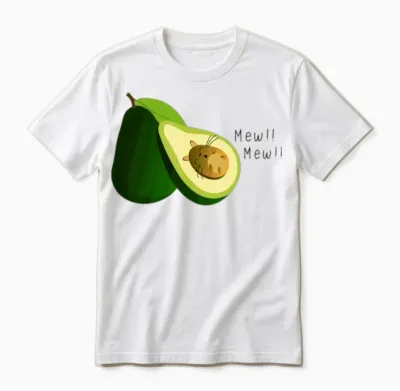 Funny Cat Avocado Unisex T-Shirt - White