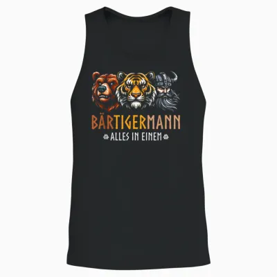 Bärtigermann Alles in Ein Bear Tiger Man Viking T-Shirt, Black Unisex Tank Top - Black