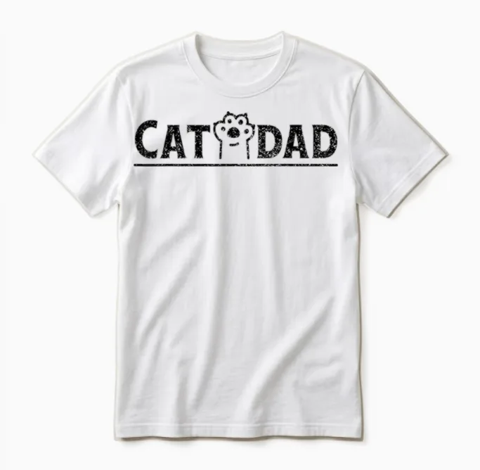 Worlds Best Cat Dad Ever Vintage Cat Dad Father Day Men Unisex T-Shirt in White