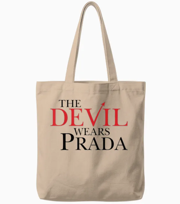 Devil Wears Prada Logo Tote Bags in Natural