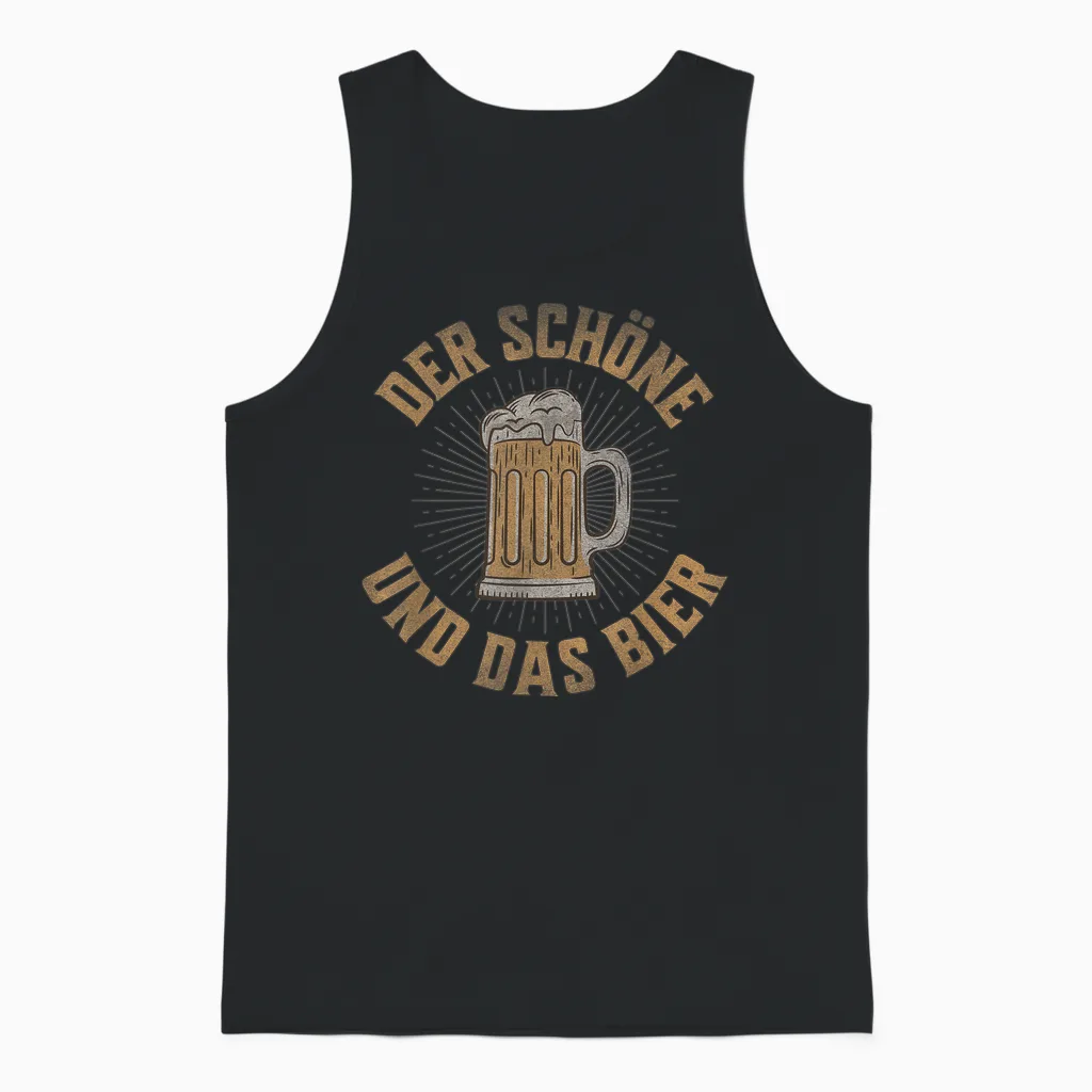 T-Shirt with German Text "der Schöne Und Das Bier - Bierliebhaben" (german, Black Unisex Tank Top in Black