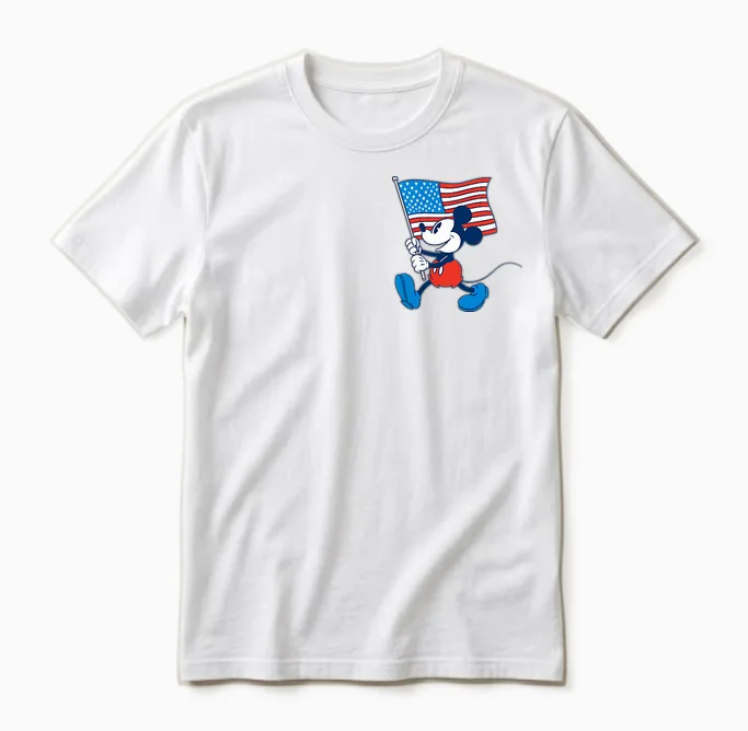 Disney Mickey and Friends 4th of July Mickey Pocket Logo Unisex T-Shirt in White